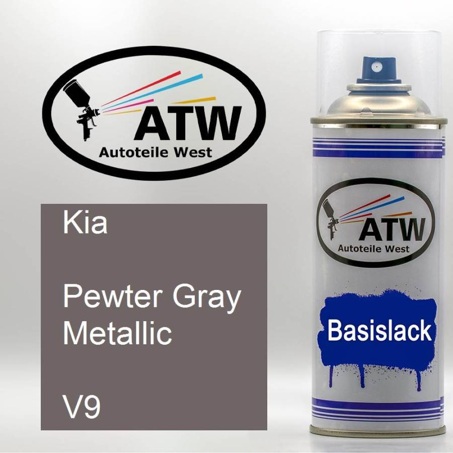 Kia, Pewter Gray Metallic, V9: 400ml Sprühdose, von ATW Autoteile West.